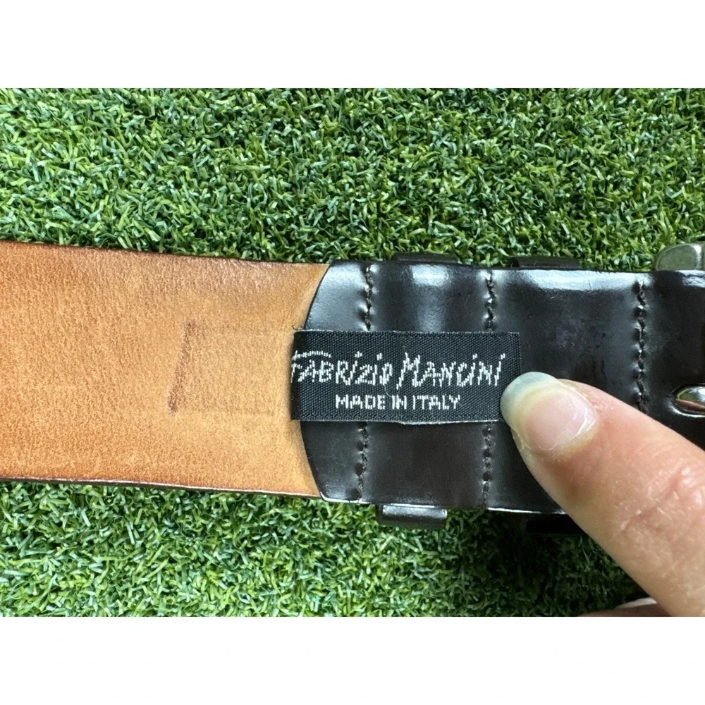 Fabrizio Mancini Black Leather Belt‎ Italy Size 115 45 Inch